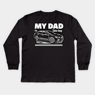 My dad is subie gang white print Kids Long Sleeve T-Shirt